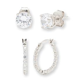 Radiance by Absolute™ 6.26ctw Round Stone Hoop and Stud Earrings Set
