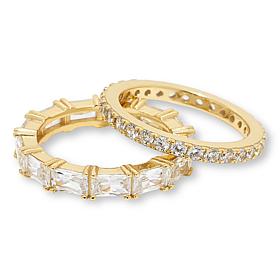 Radiance by Absolute™ Emerald Cut and Round Eternity Ring 2-piece Set