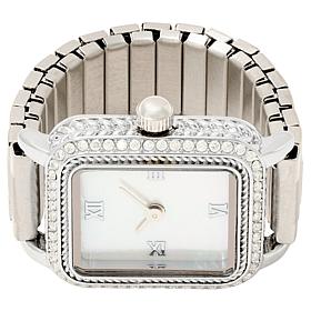 Radiance by Absolute™ Silvertone Rectangle Dial Ring Watch