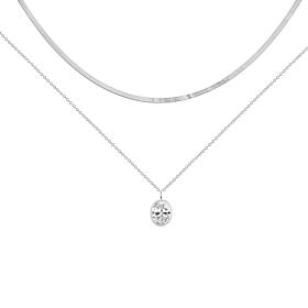 Radiance by Absolute™ Solitaire and Herringbone Layered Necklace