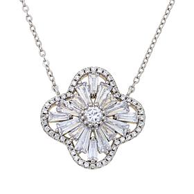 Radiance by Absolute™ Sterling Silver Baguette Floral Drop Necklace 