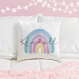 Rainbow Pastel Watercolor Personalized Throw Pillow