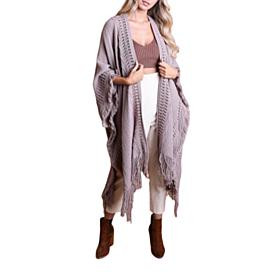 Raj Sienna Frayed Crochet Woven Ruana