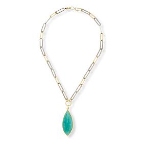 Rarities 18" Two-Tone Sterling Silver Amazonite Drop Necklace