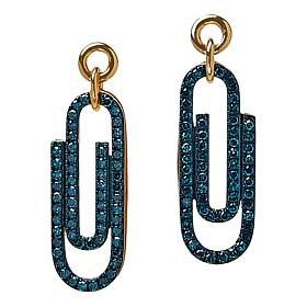 Rarities 1ctw Blue Diamond Paperclip Earrings