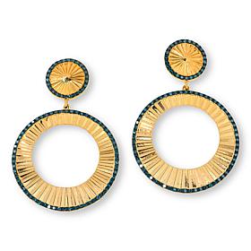Rarities 3/4ctw Diamond Fluted Round Drop Gold-Plated Earrings