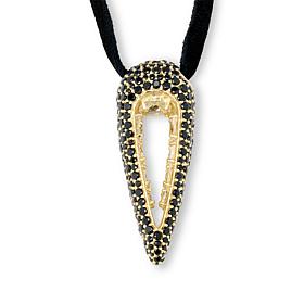 Rarities Black Spinel and White Topaz Suede Cord Bolo Necklace