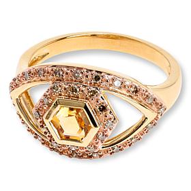 Rarities Gemstone and Diamond Evil Eye Hexagon Ring