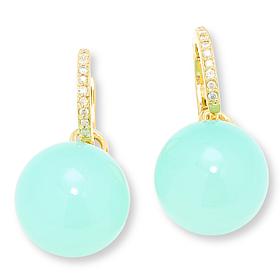 Rarities Gemstone and Diamond Gold-Plated Huggie Drop Earrings