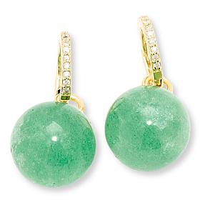 Rarities Gemstone and Diamond Gold-Plated Huggie Drop Earrings