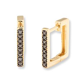 Rarities Gold-Plated 1/6ctw Diamond Square Huggie Hoop Earrings