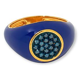 Rarities Gold-Plated .25ctw Diamond and Enamel Signet Ring