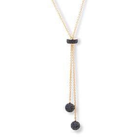 Rarities Gold-Plated Black Spinel Adjustable Bolo Chain Necklace