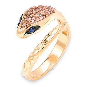 Rarities Gold-plated Champagne Diamond Snake Wrap Ring