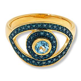 Rarities Gold-Plated Colored Gemstone and Diamond "Evil Eye" Ring
