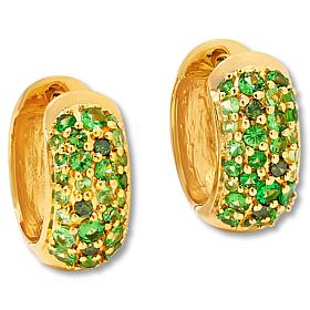 Rarities Gold-Plated Diamond-Accented Gemstone Huggie Hoop Earrings