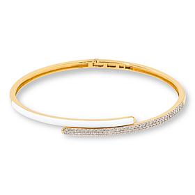 Rarities Gold-Plated Diamond and Enamel Bypass Bangle Bracelet