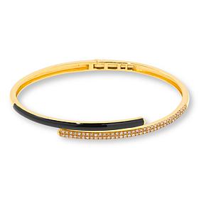 Rarities Gold-Plated Diamond and Enamel Bypass Bangle Bracelet