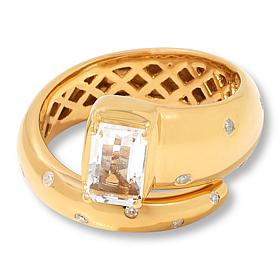Rarities Gold-Plated Gem and Diamond-Accented Bypass Ring