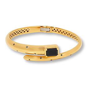 Rarities Gold-Plated Gem and Diamond-Accented Hinged Bypass Bracelet