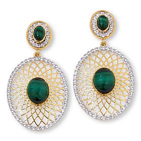Rarities Gold-Plated Gem and White Zircon Oval Filigree Drop Earrings