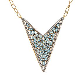 Rarities Gold-Plated Gem and White Zircon V-Shaped Necklace