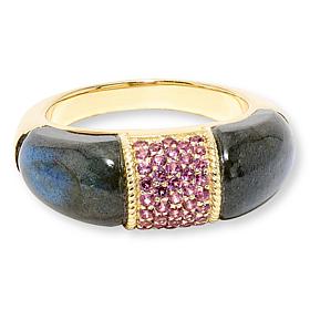 Rarities Gold-Plated Gemstone and White Topaz Band Ring