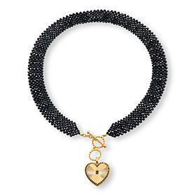 Rarities Gold-Plated Heart Pendant with Woven Gem Bead Toggle Necklace