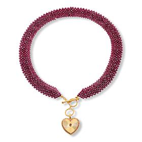 Rarities Gold-Plated Heart Pendant with Woven Gem Bead Toggle Necklace