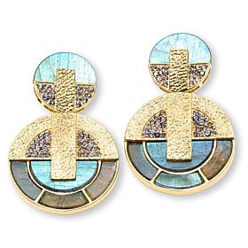 Rarities Gold-Plated Labradorite and Iolite Doorknocker Earrings