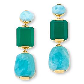 Rarities Gold-Plated Larimar and Green Onyx Drop Earrings