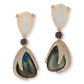 Rarities Gold-Plated Moonstone and Multigemstone Drop Earrings
