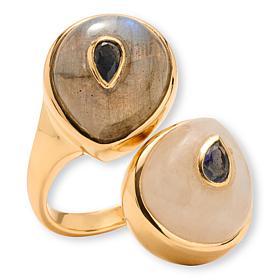Rarities Gold-Plated Moonstone, Labradorite and Iolite Ring