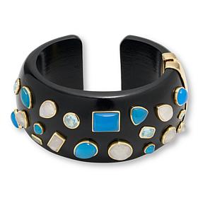 Rarities Gold-Plated Multigemstone Hinged Cuff Bracelet