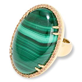 Rarities Gold-Plated Oval Gemstone and Pavé Ring