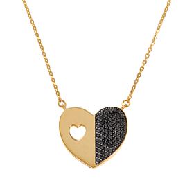 Rarities Gold-Plated Sterling Silver Colored Diamond Heart Necklace