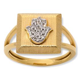Rarities Gold-Plated Sterling Silver Pavé Diamond Talisman Ring