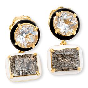 Rarities Gold-Plated White Topaz and Rutilated Quartz Drop Earrings