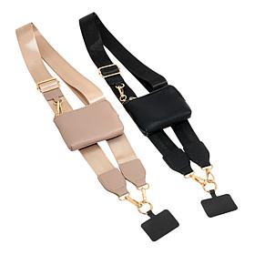 Rebecca Faith 2-Pack Clip & Call Phone Straps with Pouches