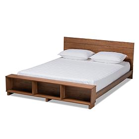Regina Full Size Platform Storage Bed with Built-In Shelves