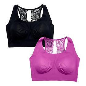 Rhonda Shear 2-pack Invisible Edge Body Bra with Lace Back