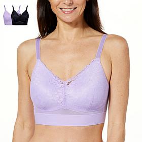 Rhonda Shear 2-pack Molded Cup Bra with Lace Overlay