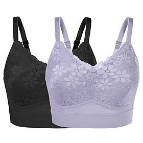 Rhonda Shear 2-pack Molded Cup Bra with Lace Overlay