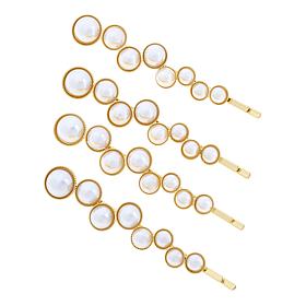 R.J. Graziano Instant Dazzle Simulated Pearl Hair Pin 4-piece Set 