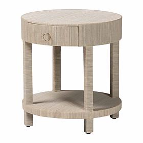 Sadia Handcrafted Wood and Grasscloth Nightstand