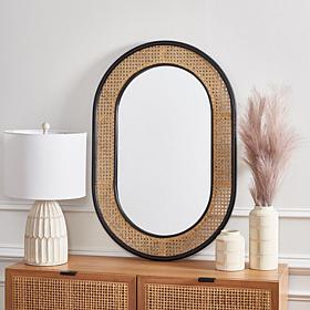 Safavieh Cayce 24" Wood and Glass Wall Mirror