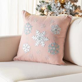 Safavieh Sunderland Snowflake Pillow in Pink