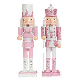 Santa's Workshop 15" Pink Splendor Nutcrackers Set of 2