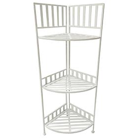 Santa's Workshop Iron 3-Tier Corner Shelf in Antique White 