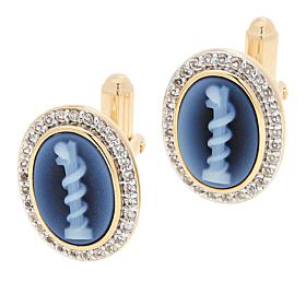 Service First 18K Gold-Plated Carved Chalcedony & Gem Cameo Cuff Links